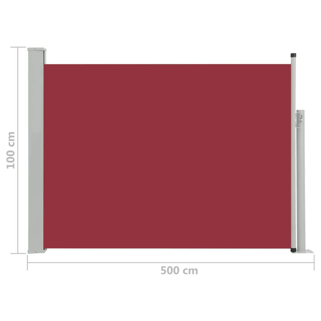 Sisäänvedettävä terassin sivumarkiisi 100x500 cm punainen - Sisustajankoti.fi