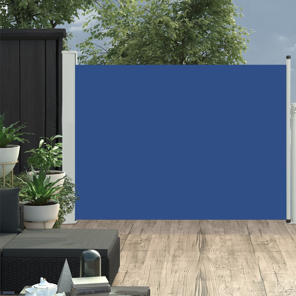 Sisäänvedettävä terassin sivumarkiisi 120x500 cm sininen - Sisustajankoti.fi