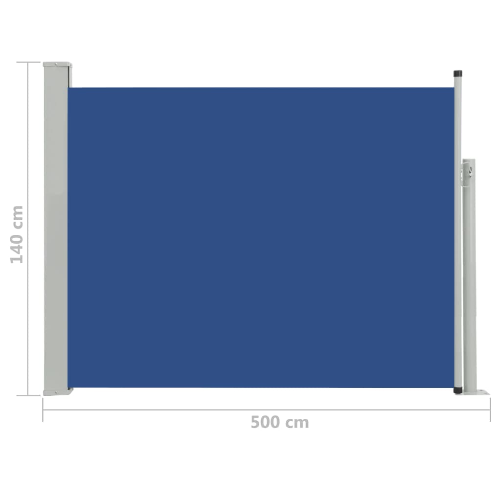 Sisäänvedettävä terassin sivumarkiisi 140x500 cm sininen - Sisustajankoti.fi