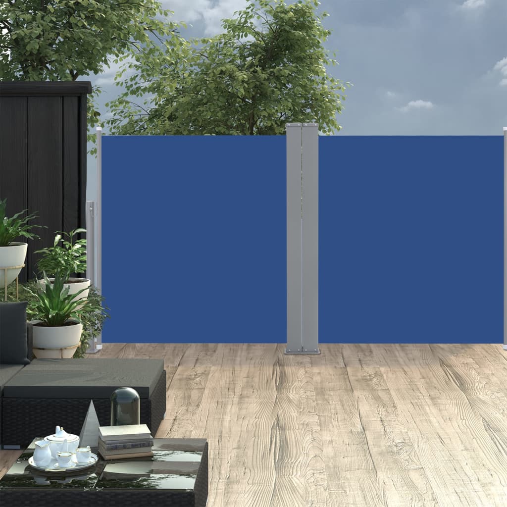 Sisäänvedettävä sivumarkiisi 100x600 cm sininen - Sisustajankoti.fi
