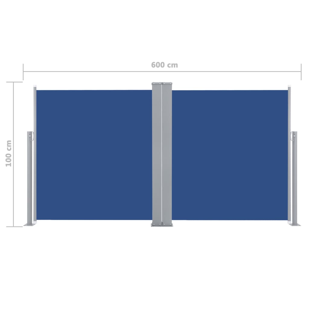 Sisäänvedettävä sivumarkiisi 100x600 cm sininen - Sisustajankoti.fi