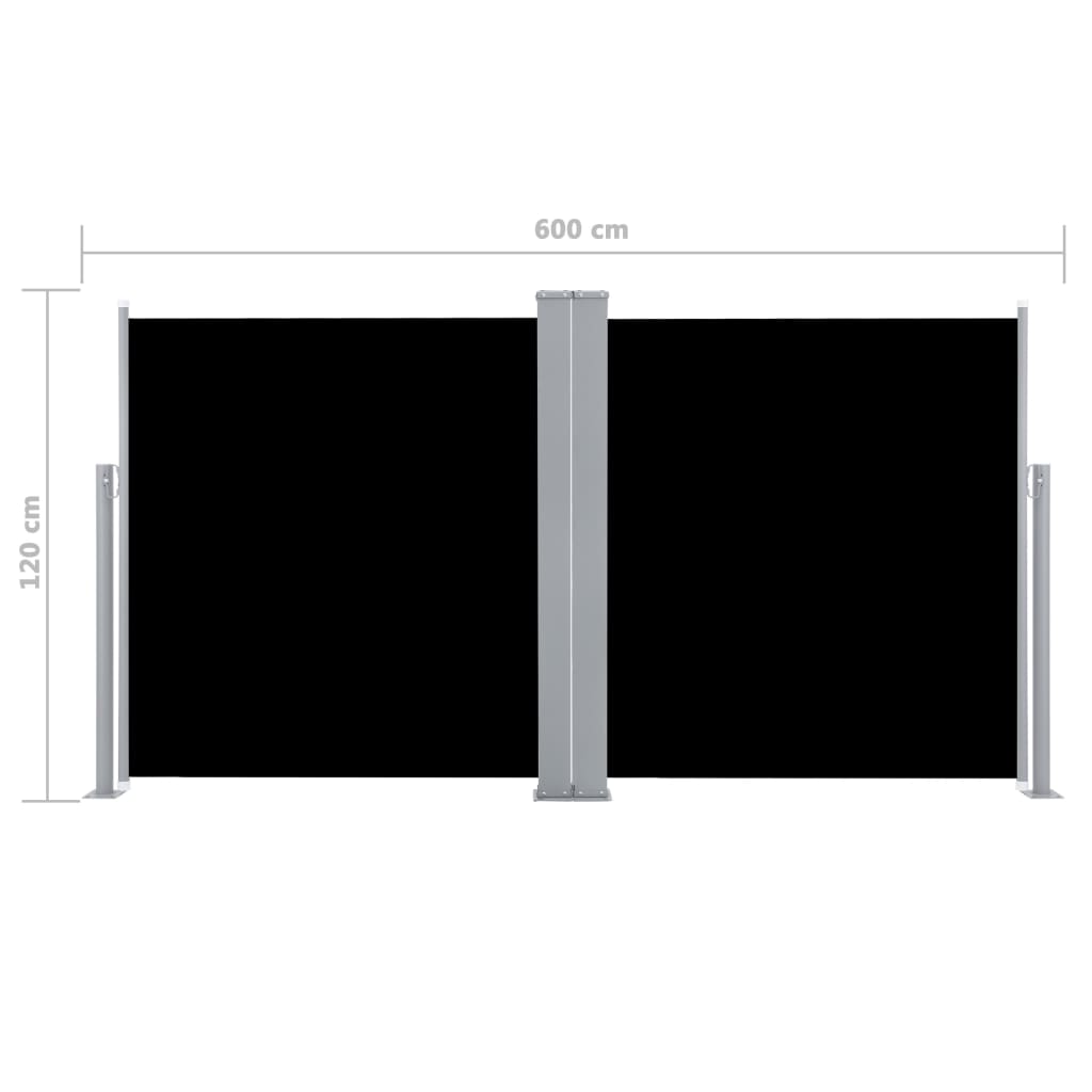 Sisäänvedettävä sivumarkiisi 120x600 cm musta - Sisustajankoti.fi