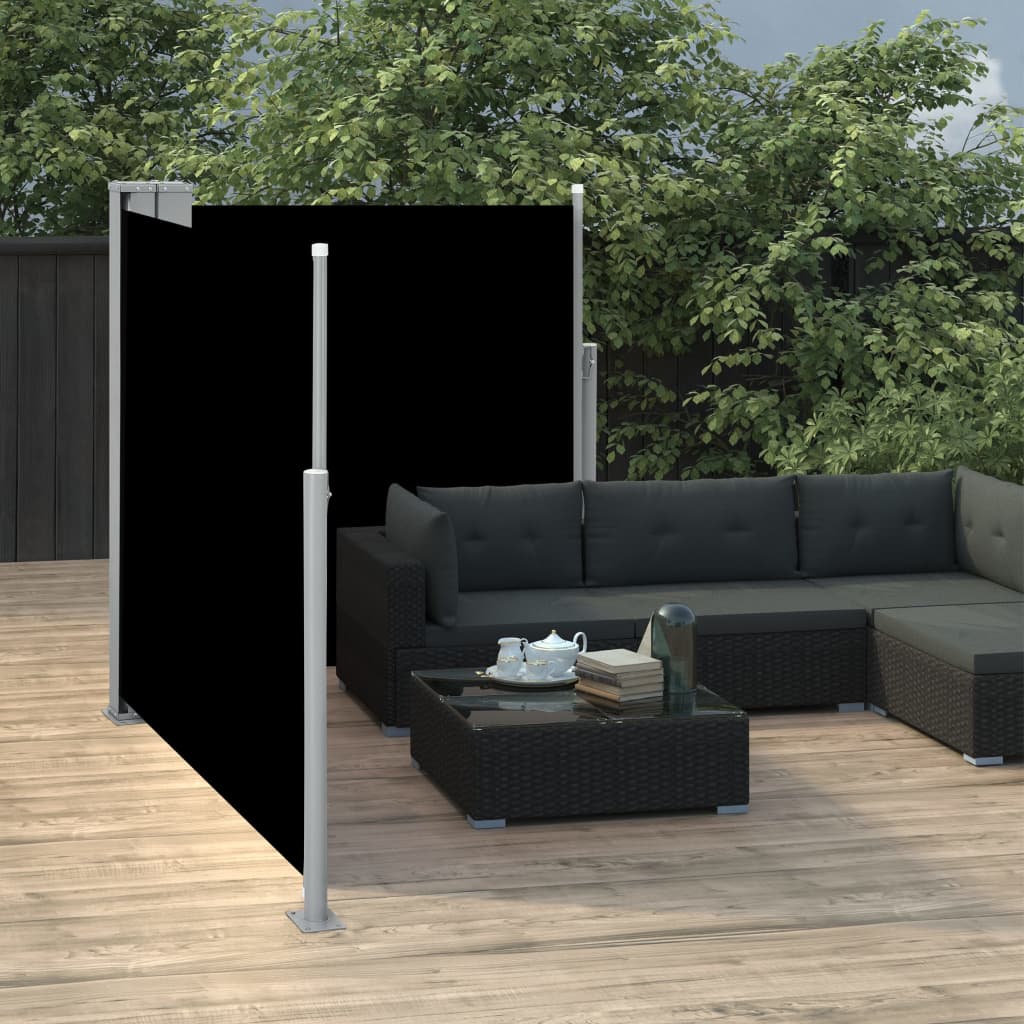 Sisäänvedettävä sivumarkiisi 120x600 cm musta - Sisustajankoti.fi