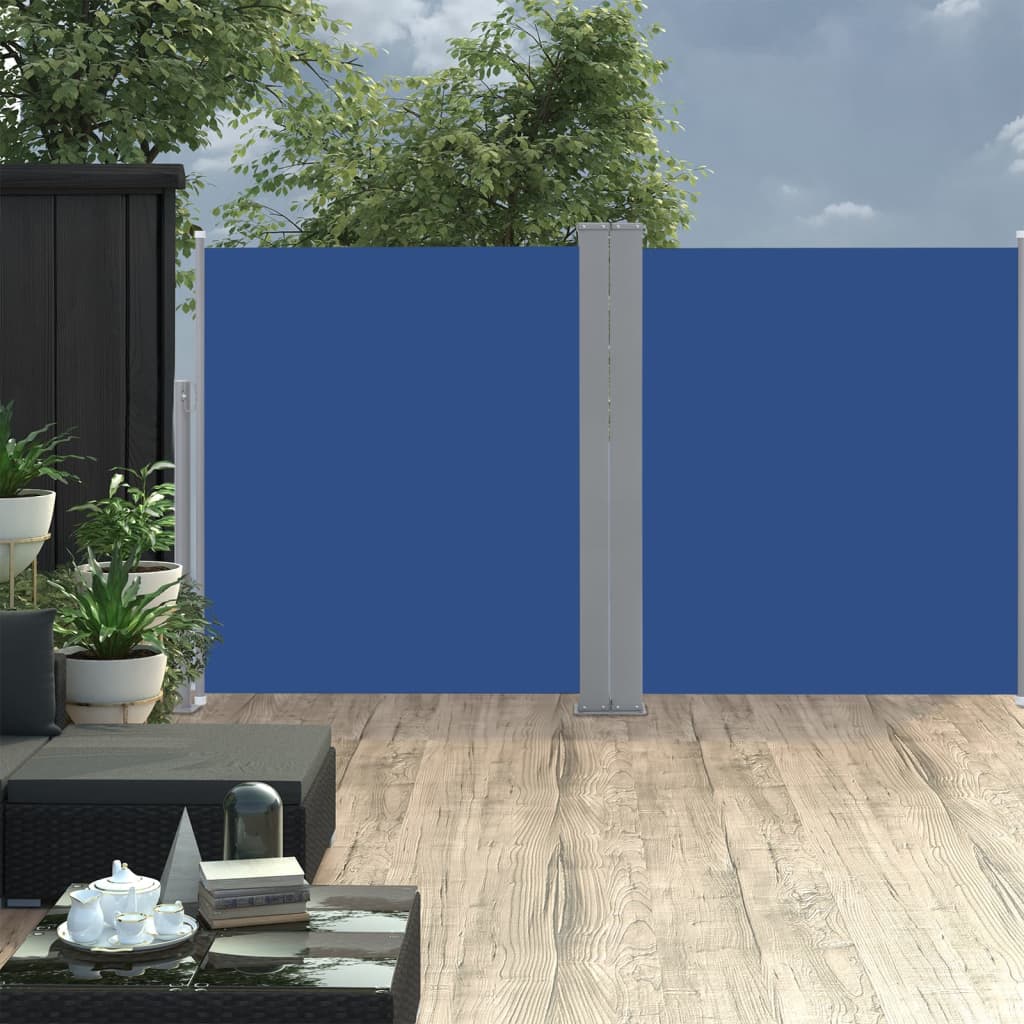 Sisäänvedettävä sivumarkiisi 140x600 cm sininen - Sisustajankoti.fi