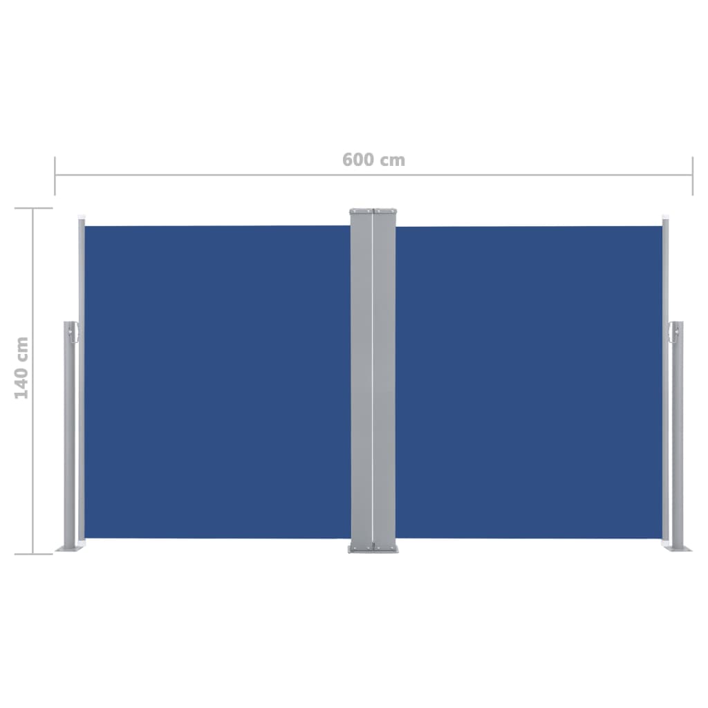 Sisäänvedettävä sivumarkiisi 140x600 cm sininen - Sisustajankoti.fi