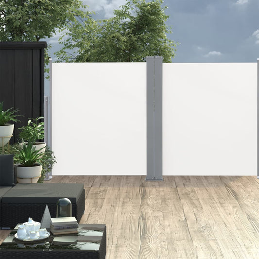 Sisäänvedettävä terassin tuplasivumarkiisi 170x600 cm kerma - Sisustajankoti.fi