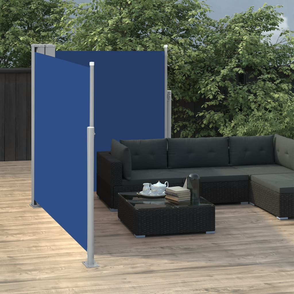 Sisäänvedettävä sivumarkiisi 170x600 cm sininen - Sisustajankoti.fi