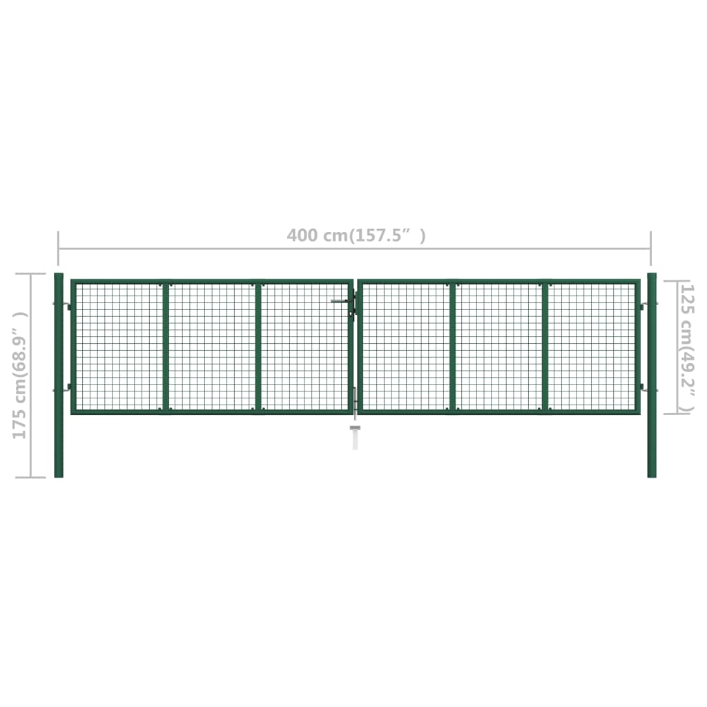 Puutarhan verkkoportti teräs 400x125 cm vihreä - Sisustajankoti.fi