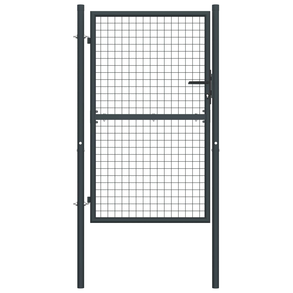 Puutarhaportti galvanoitu teräsverkko 100x200 cm harmaa - Sisustajankoti.fi