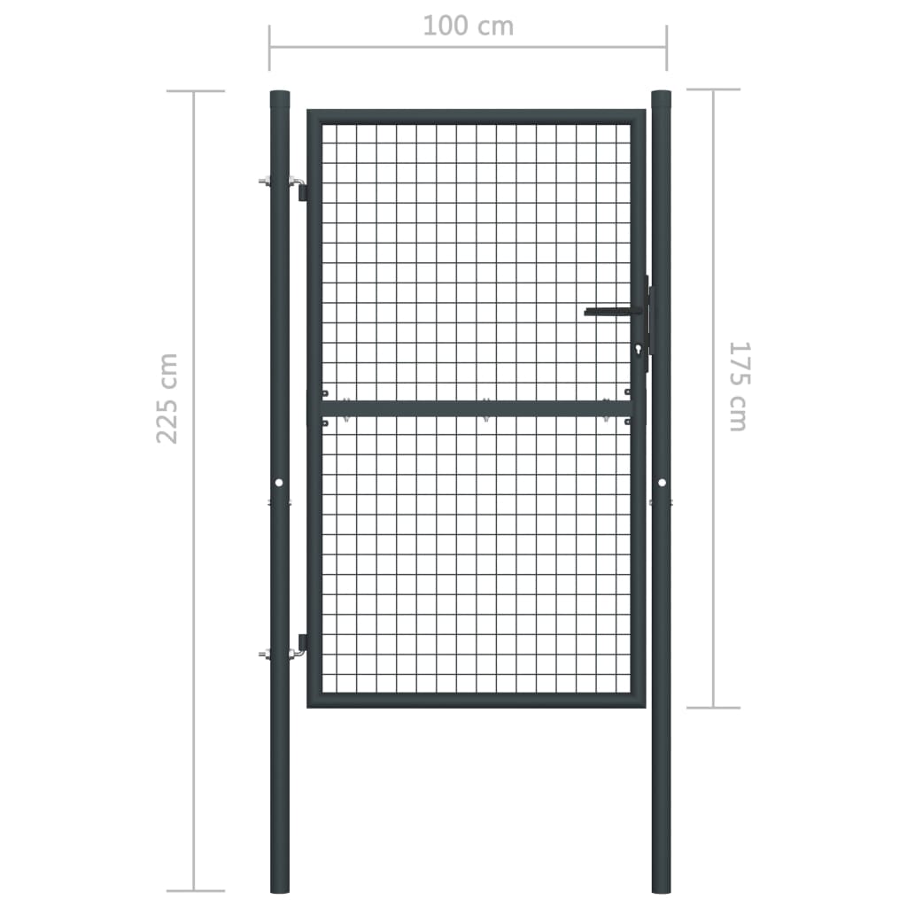 Puutarhaportti galvanoitu teräsverkko 100x225 cm harmaa - Sisustajankoti.fi