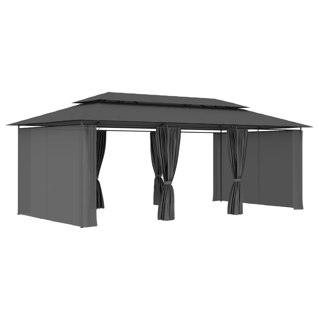 Huvimaja verhoilla 600x298x270 cm antrasiitti - Sisustajankoti.fi