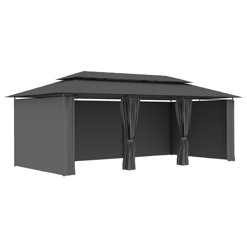 Huvimaja verhoilla 600x298x270 cm antrasiitti - Sisustajankoti.fi