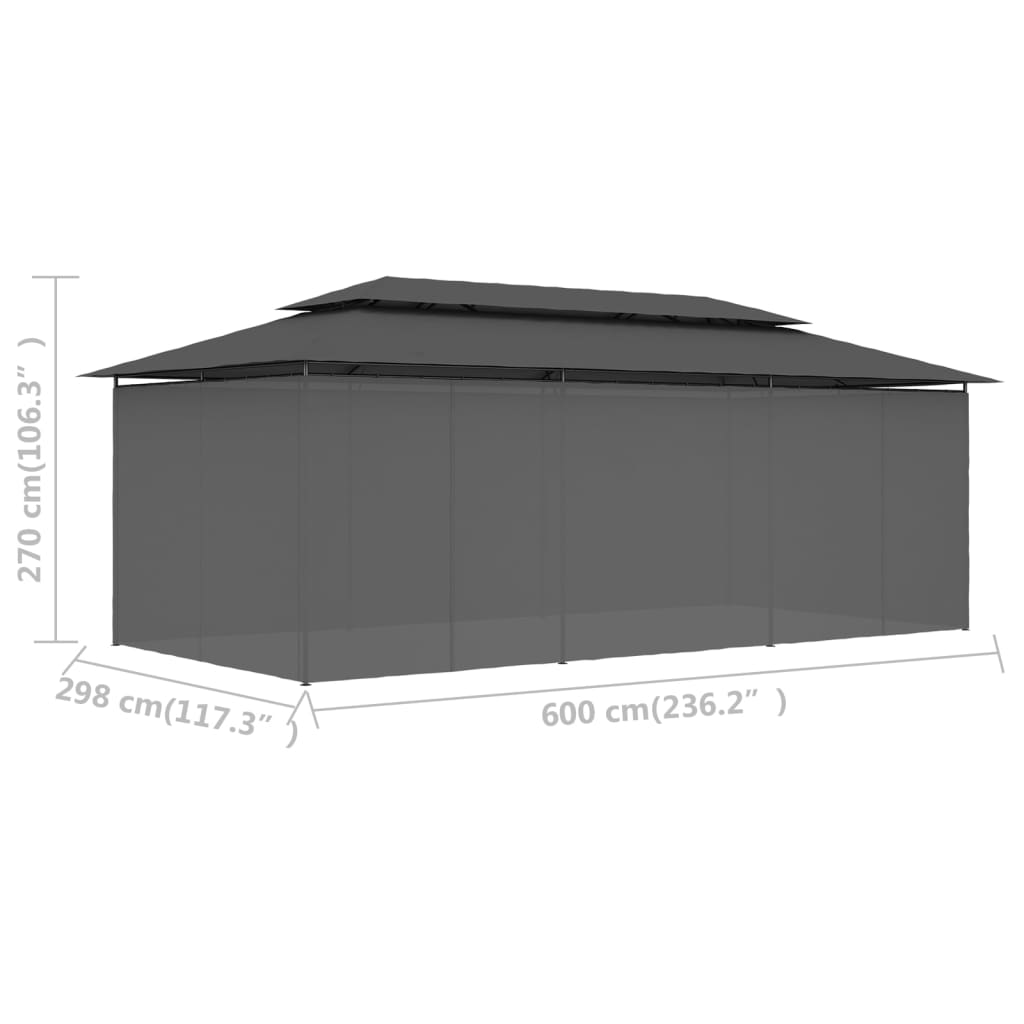 Huvimaja verhoilla 600x298x270 cm antrasiitti - Sisustajankoti.fi