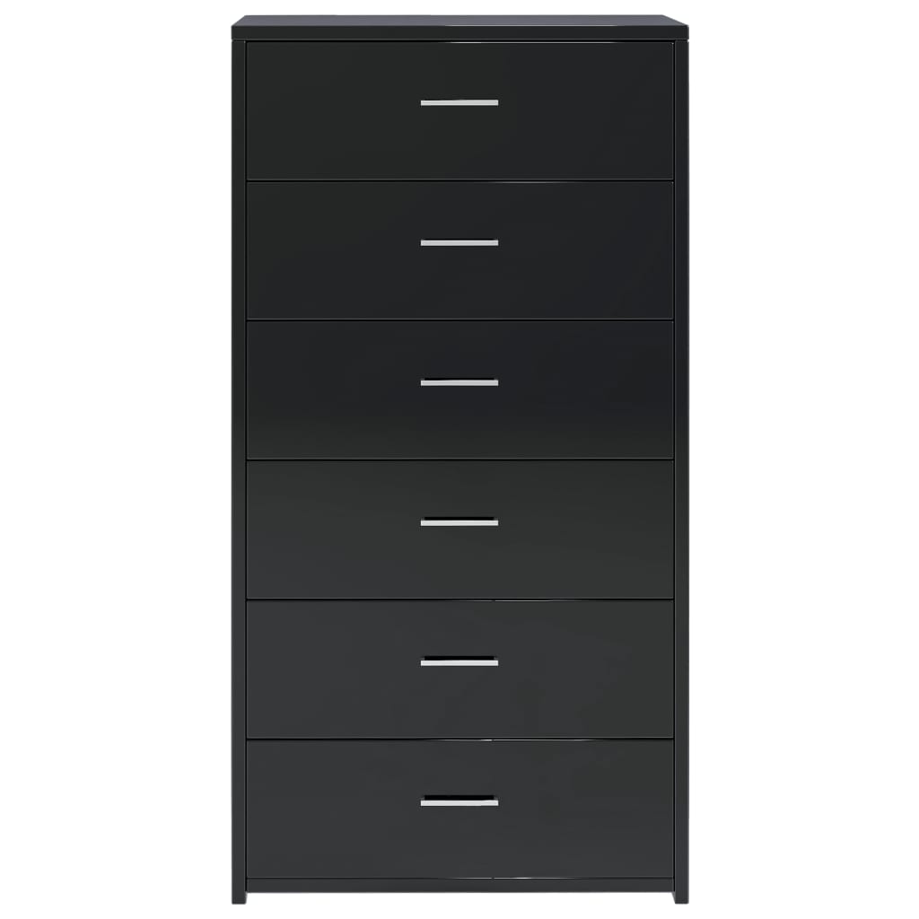 Lipasto 6 vetolaatikkoa korkeakiilto musta 50x34x96cm - Sisustajankoti.fi