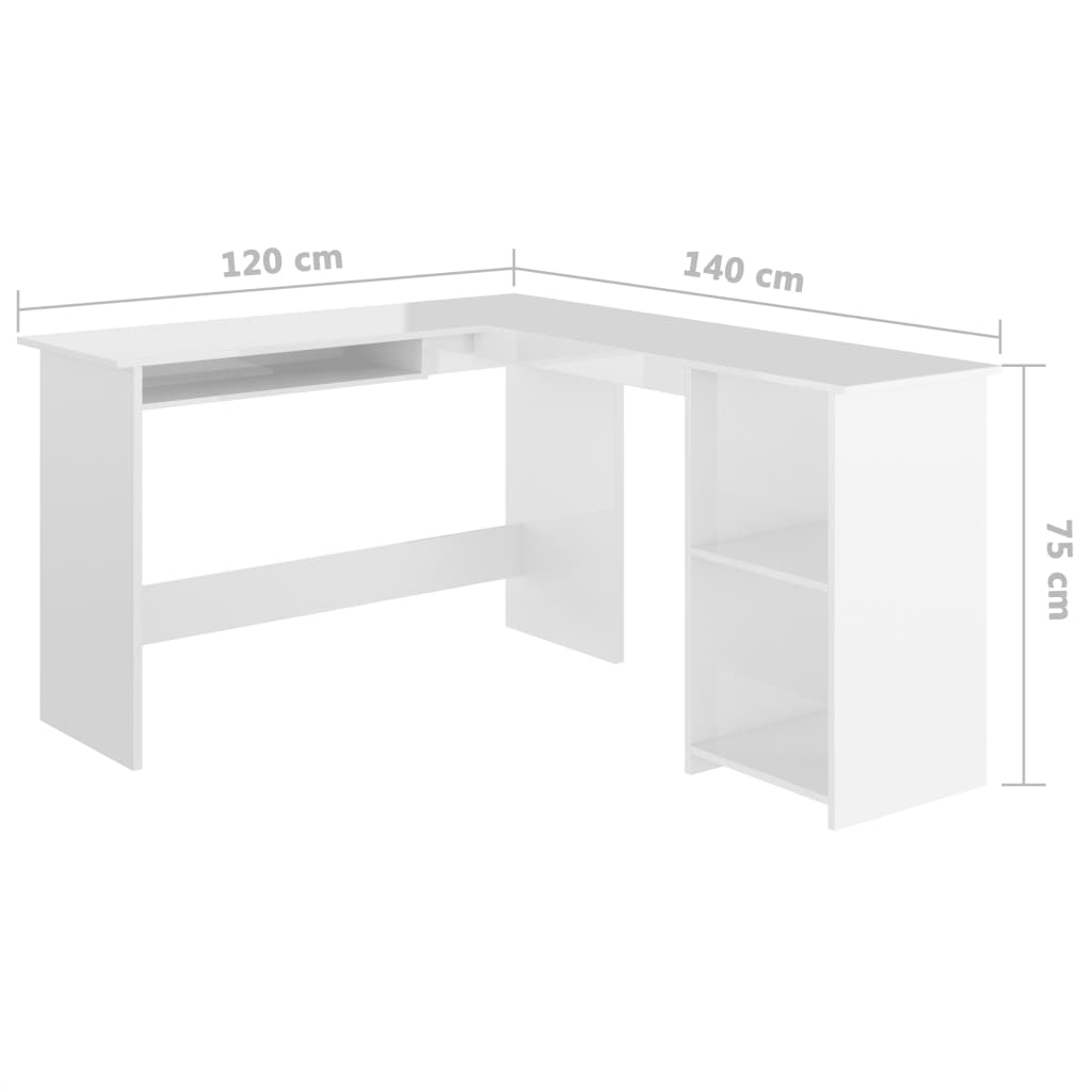 L-muotoinen kulmapöytä valkoinen 120x140x75 cm - Sisustajankoti.fi