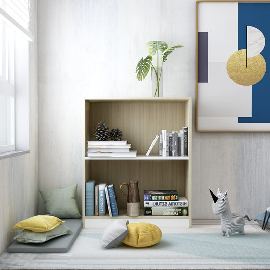 Kirjahylly valkoinen ja tammi 60x24x74,5 cm - Sisustajankoti.fi