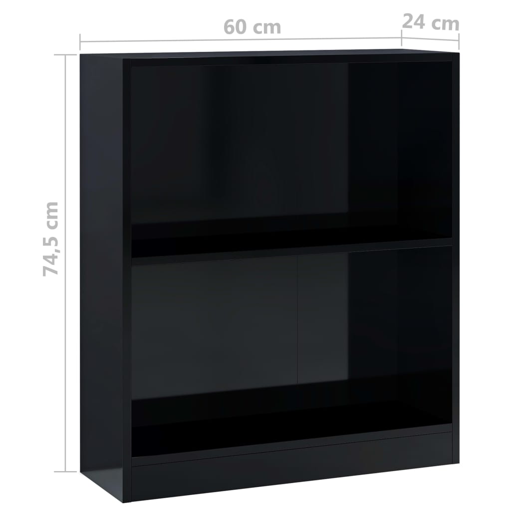 Kirjahylly korkeakiilto musta 60x24x74,5 cm - Sisustajankoti.fi