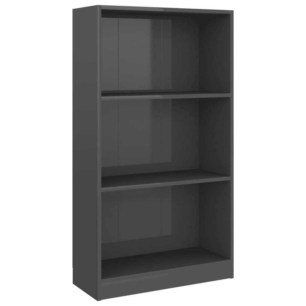 3-tasoinen kirjahylly korkeak. harmaa 60x24x108 cm - Sisustajankoti.fi
