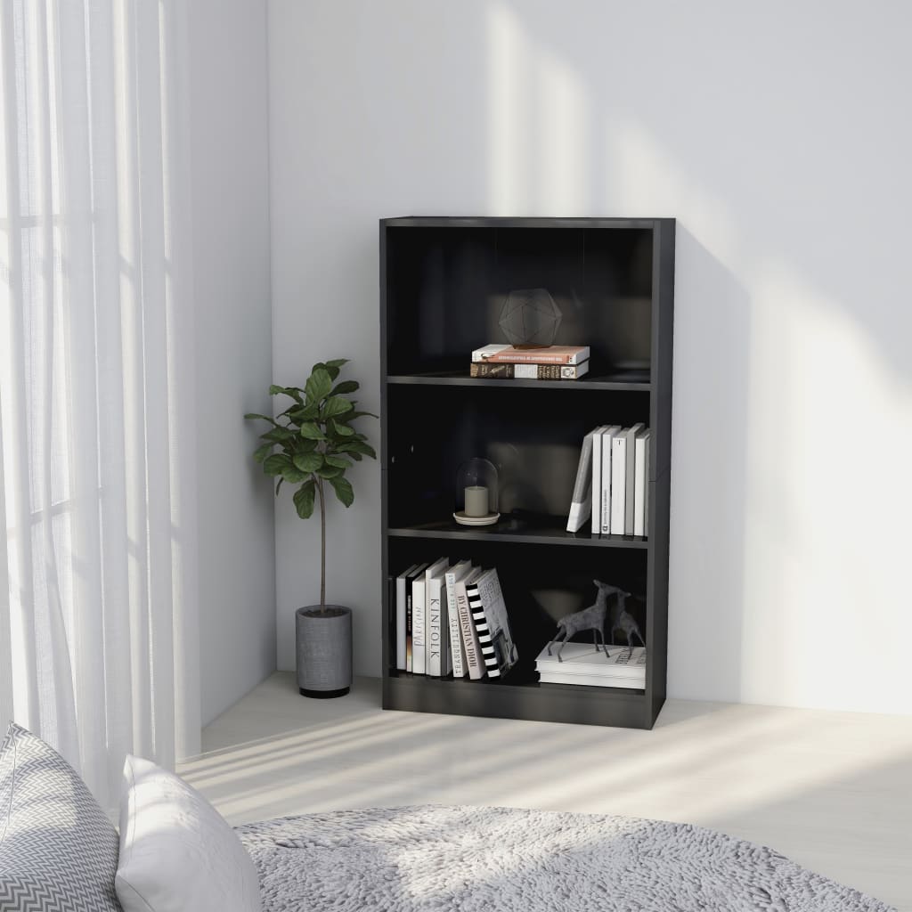 3-tasoinen kirjahylly korkeak. harmaa 60x24x108 cm - Sisustajankoti.fi