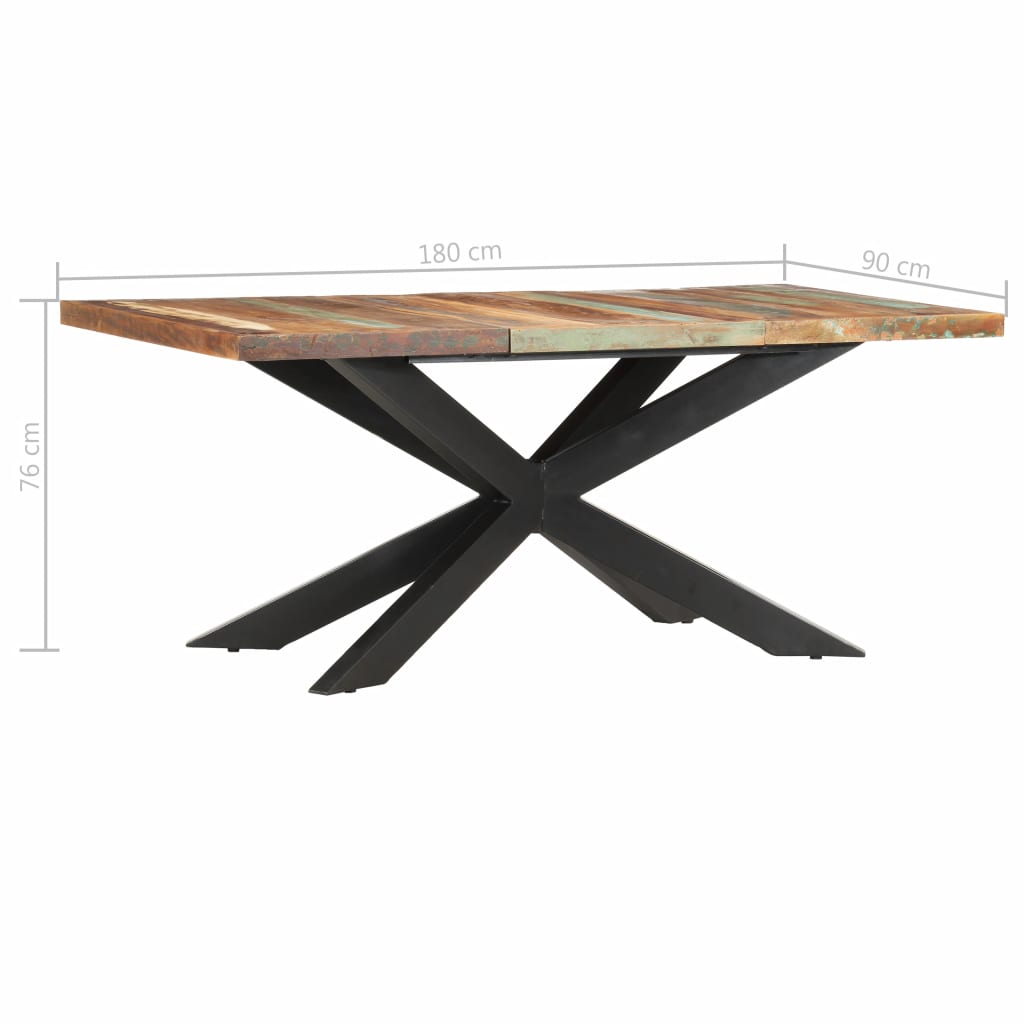 Ruokapöytä 180x90x76 cm täysi kierrätetty puu - Sisustajankoti.fi