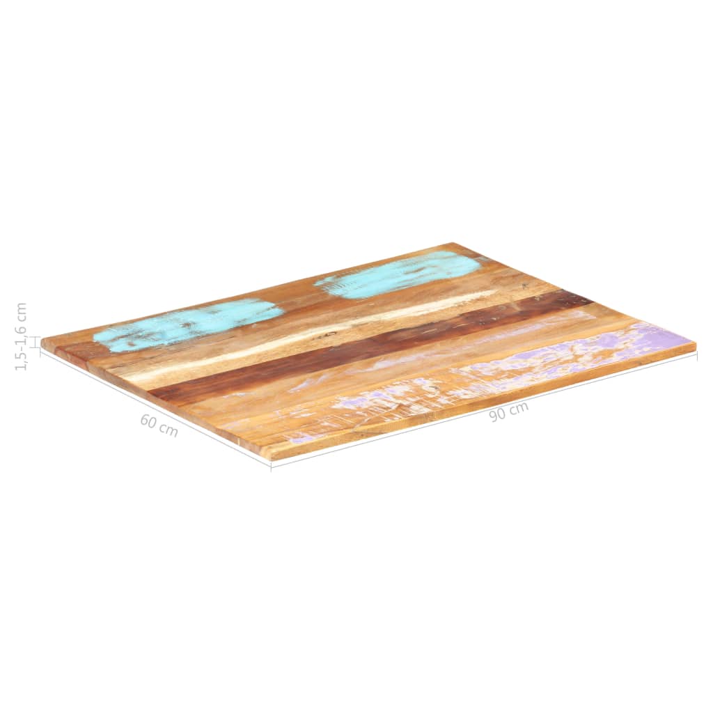 Suorakulmainen pöytälevy 60x90 cm 15-16 mm täysi kierrätyspuu - Sisustajankoti.fi