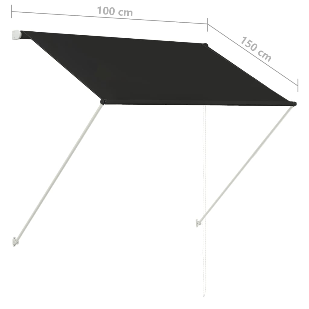 Sisäänkelattava markiisi 100x150 cm antrasiitti - Sisustajankoti.fi