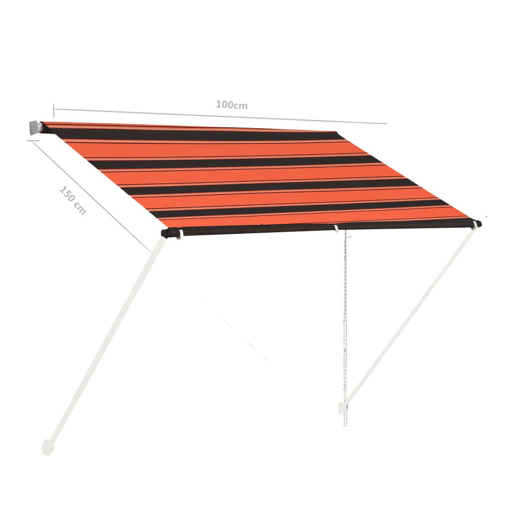Sisäänkelattava markiisi 100x150 cm oranssi ja ruskea - Sisustajankoti.fi