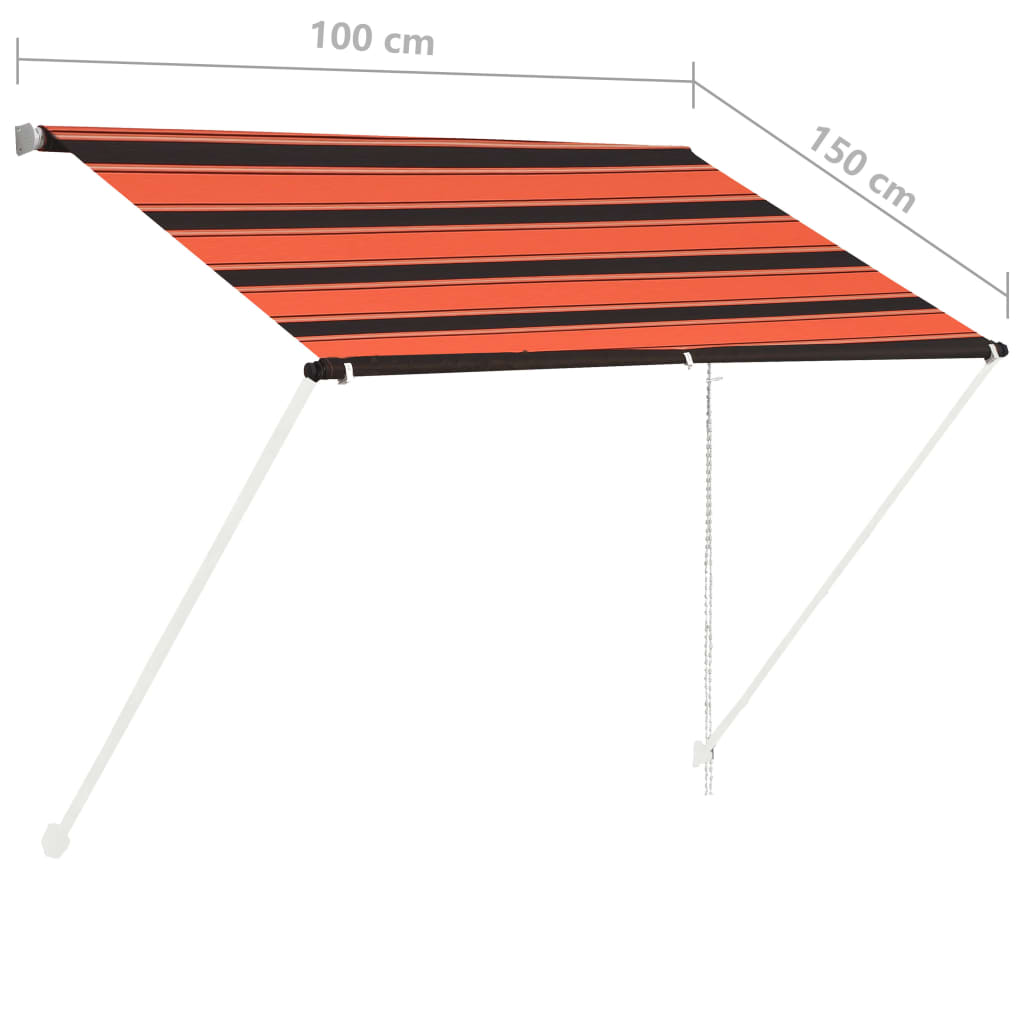 Sisäänkelattava markiisi 100x150 cm oranssi ja ruskea - Sisustajankoti.fi