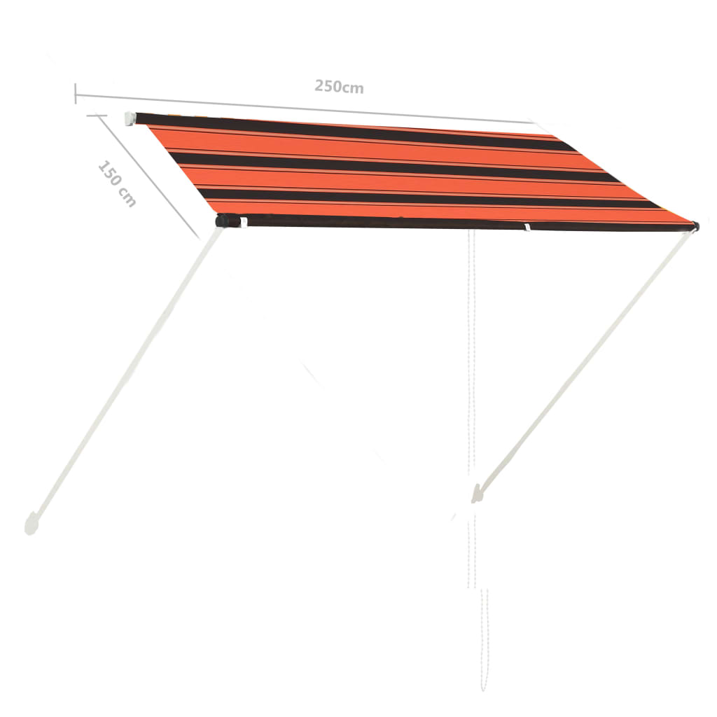 Sisäänkelattava markiisi 250x150 cm oranssi ja ruskea - Sisustajankoti.fi