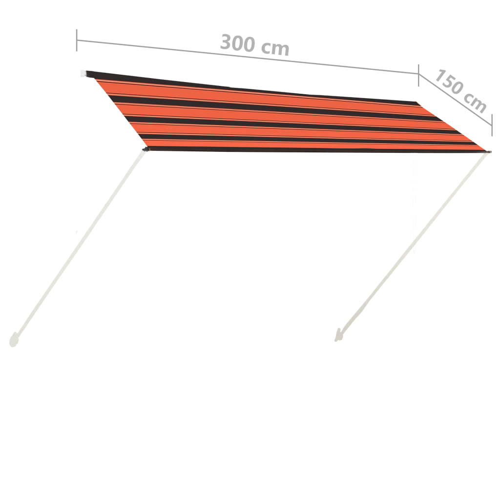 Sisäänkelattava markiisi 300x150 cm oranssi ja ruskea - Sisustajankoti.fi