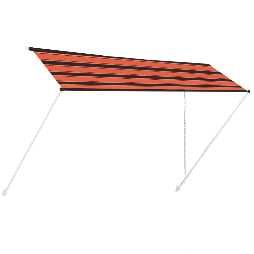 Sisäänkelattava markiisi 400x150 cm oranssi ja ruskea - Sisustajankoti.fi