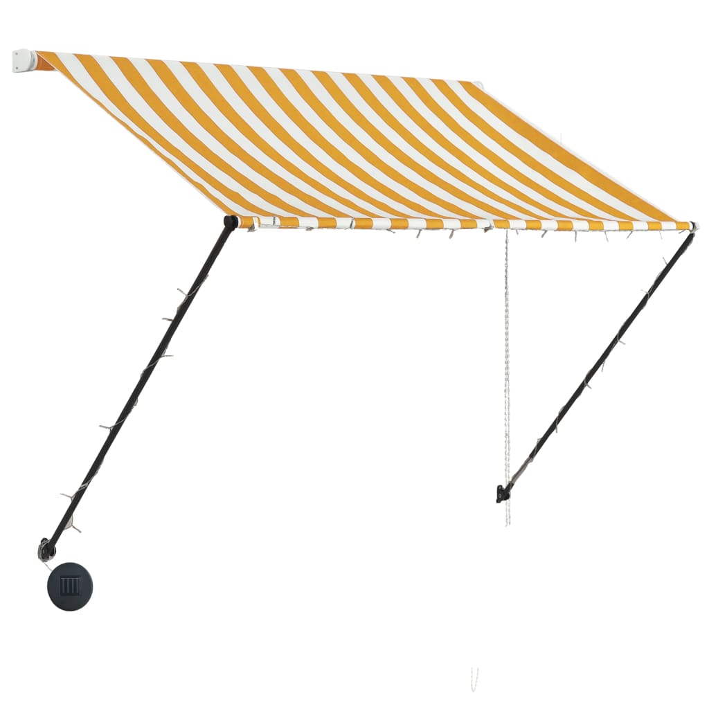 Sisäänkelattava markiisi LEDillä 100x150 cm keltainen/valkoinen - Sisustajankoti.fi
