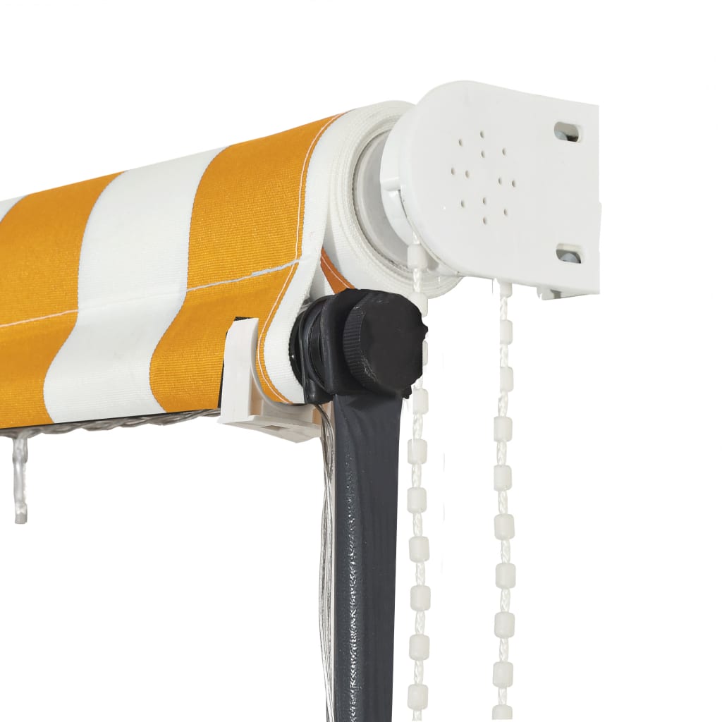 Sisäänkelattava markiisi LEDillä 250x150 cm keltainen/valkoinen - Sisustajankoti.fi