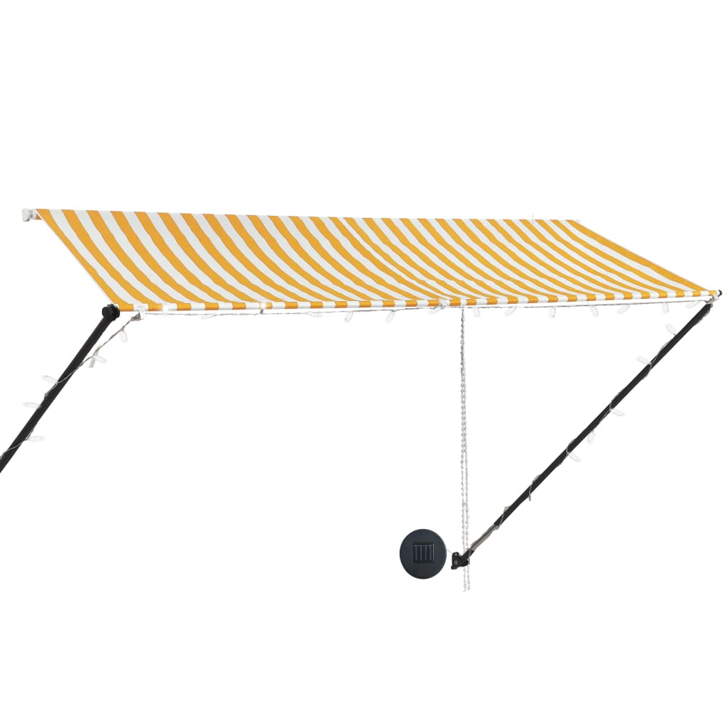 Sisäänkelattava markiisi LEDillä 300x150 cm keltainen/valkoinen - Sisustajankoti.fi