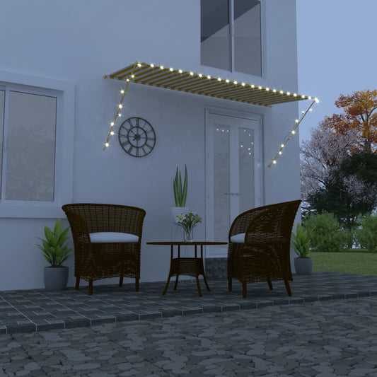 Sisäänkelattava markiisi LEDillä 300x150 cm keltainen/valkoinen - Sisustajankoti.fi