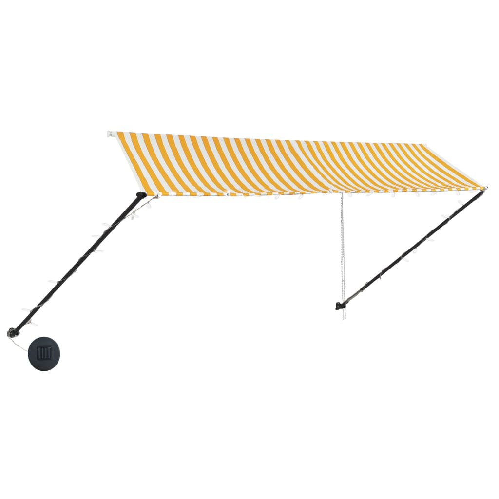 Sisäänkelattava markiisi LEDillä 350x150 cm keltainen/valkoinen - Sisustajankoti.fi