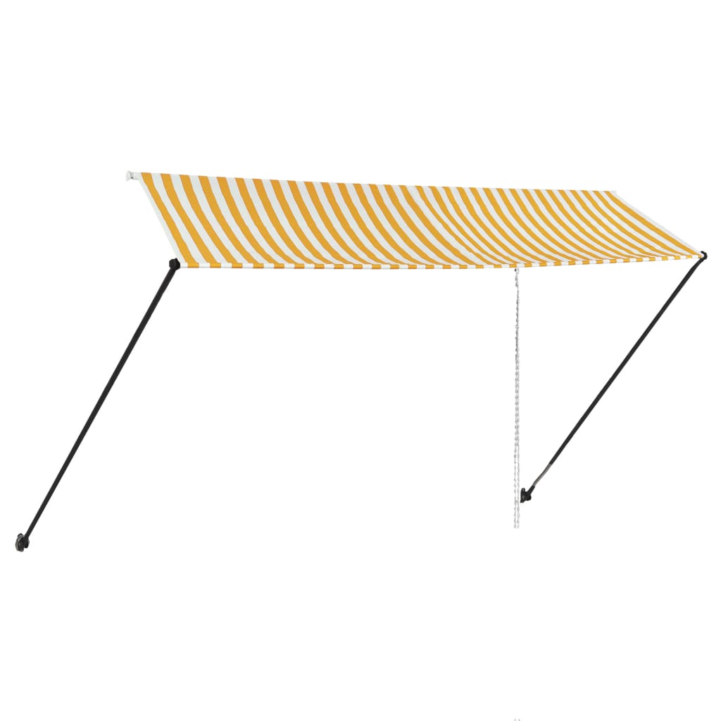 Sisäänkelattava markiisi LEDillä 350x150 cm keltainen/valkoinen - Sisustajankoti.fi