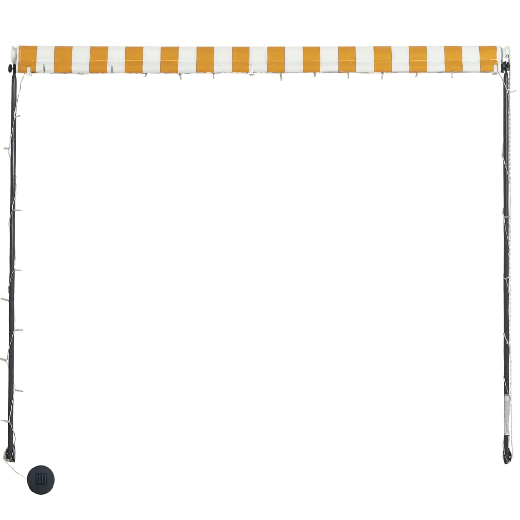 Sisäänkelattava markiisi LEDillä 350x150 cm keltainen/valkoinen - Sisustajankoti.fi