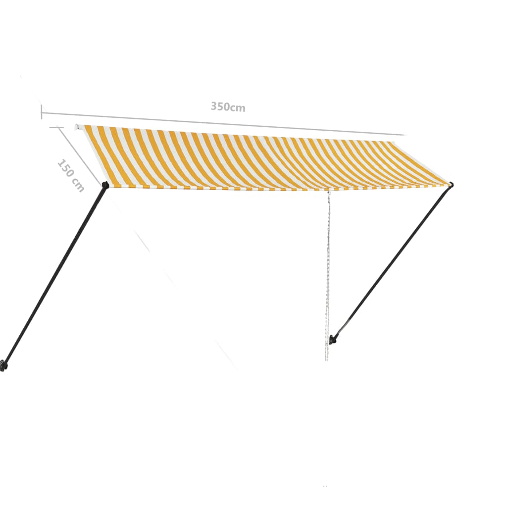 Sisäänkelattava markiisi LEDillä 350x150 cm keltainen/valkoinen - Sisustajankoti.fi