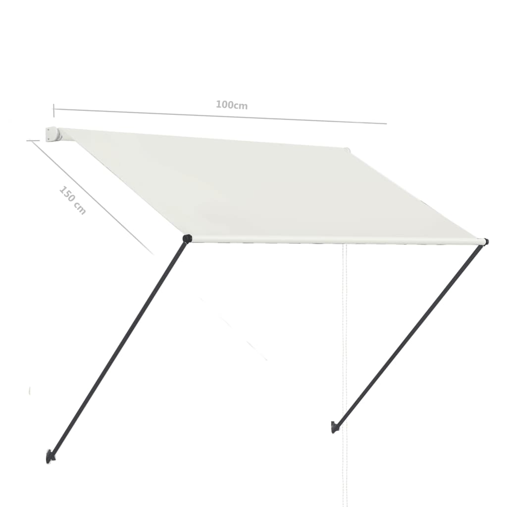 Sisäänkelattava markiisi LEDillä 100x150 cm kerma - Sisustajankoti.fi