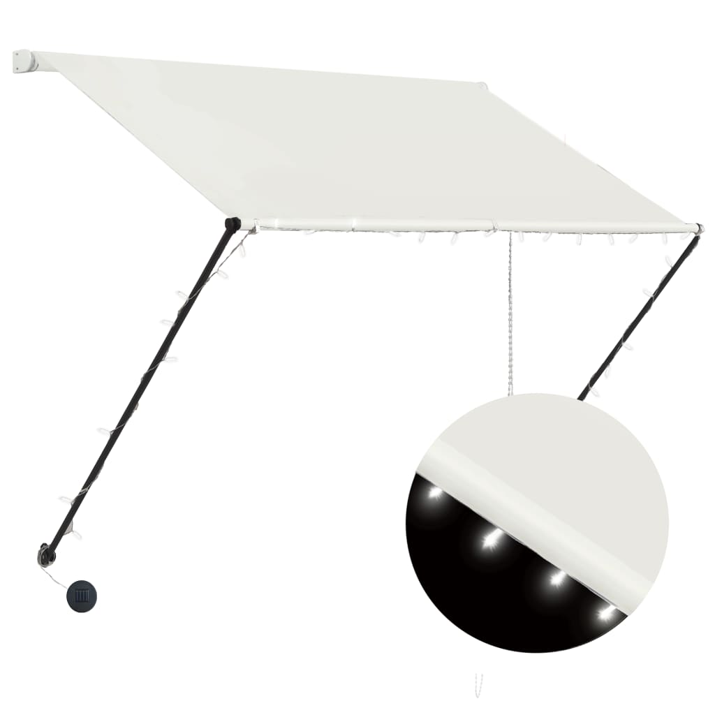 Sisäänkelattava markiisi LEDillä 150x150 cm kerma - Sisustajankoti.fi
