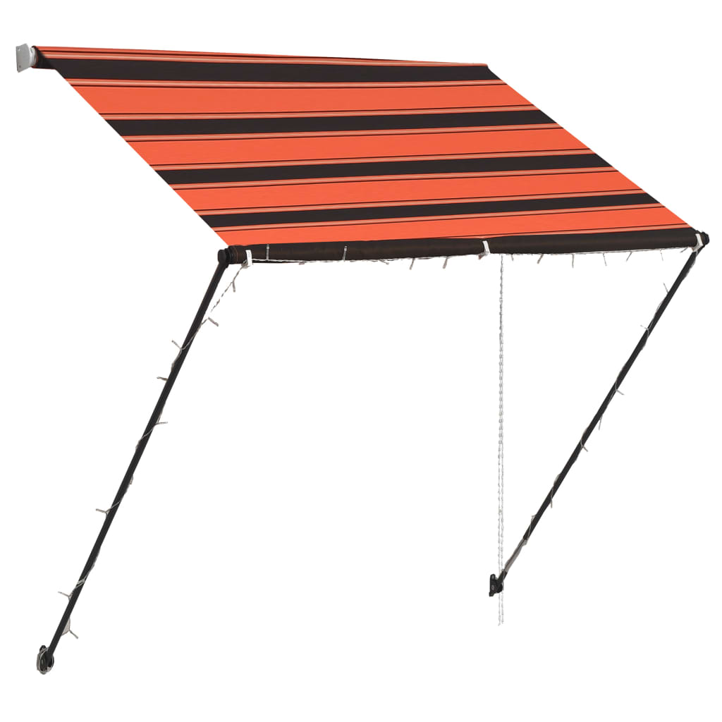 Sisäänkelattava markiisi LEDillä 150x150 cm oranssi ja ruskea - Sisustajankoti.fi