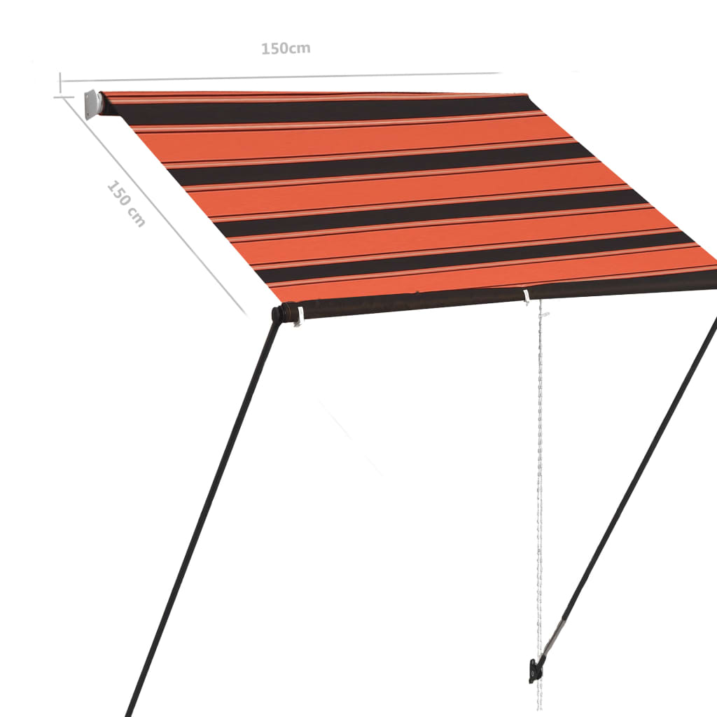 Sisäänkelattava markiisi LEDillä 150x150 cm oranssi ja ruskea - Sisustajankoti.fi