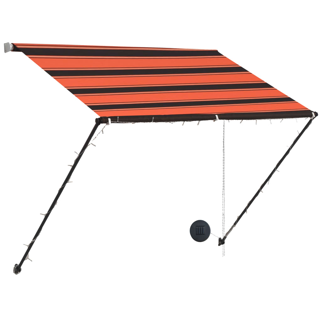 Sisäänkelattava markiisi LEDillä 200x150 cm oranssi ja ruskea - Sisustajankoti.fi
