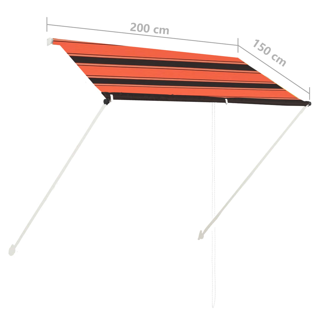 Sisäänkelattava markiisi LEDillä 200x150 cm oranssi ja ruskea - Sisustajankoti.fi