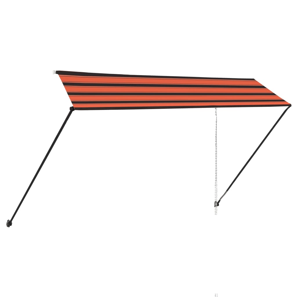 Sisäänkelattava markiisi LEDillä 350x150 cm oranssi ja ruskea - Sisustajankoti.fi