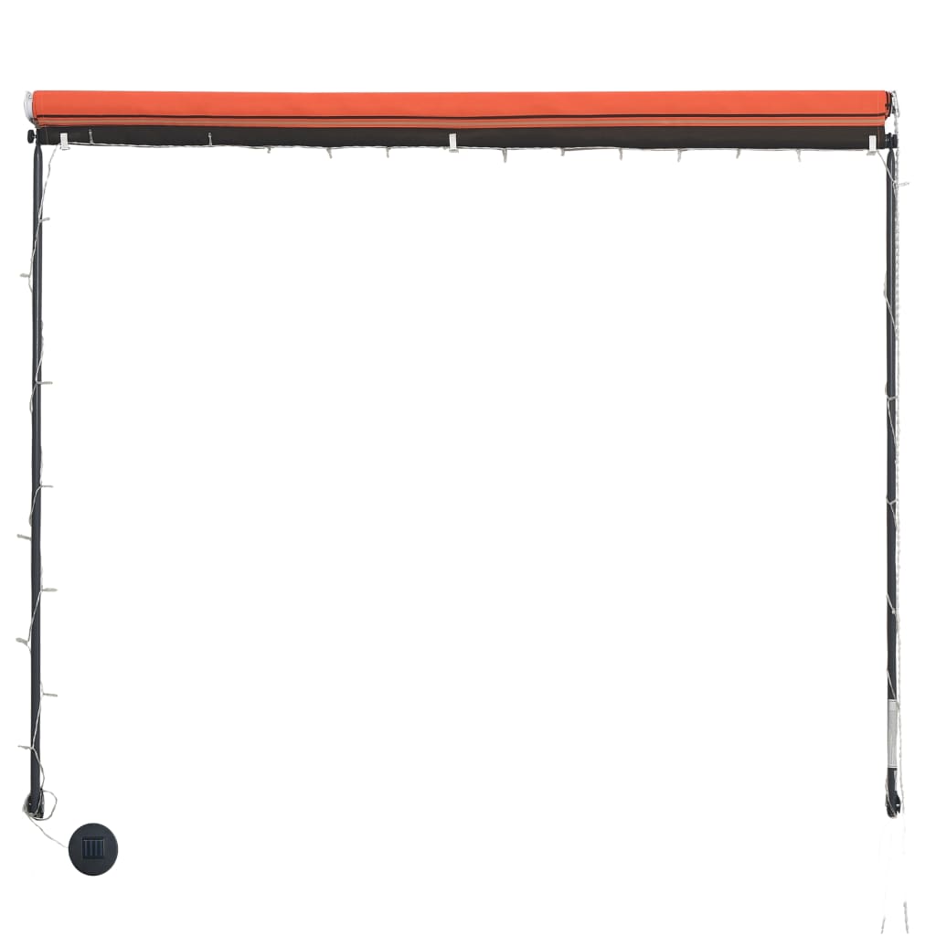 Sisäänkelattava markiisi LEDillä 350x150 cm oranssi ja ruskea - Sisustajankoti.fi