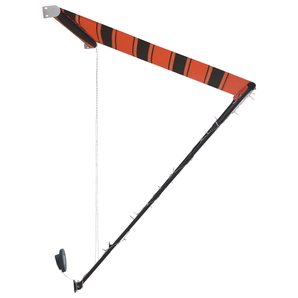Sisäänkelattava markiisi LEDillä 350x150 cm oranssi ja ruskea - Sisustajankoti.fi