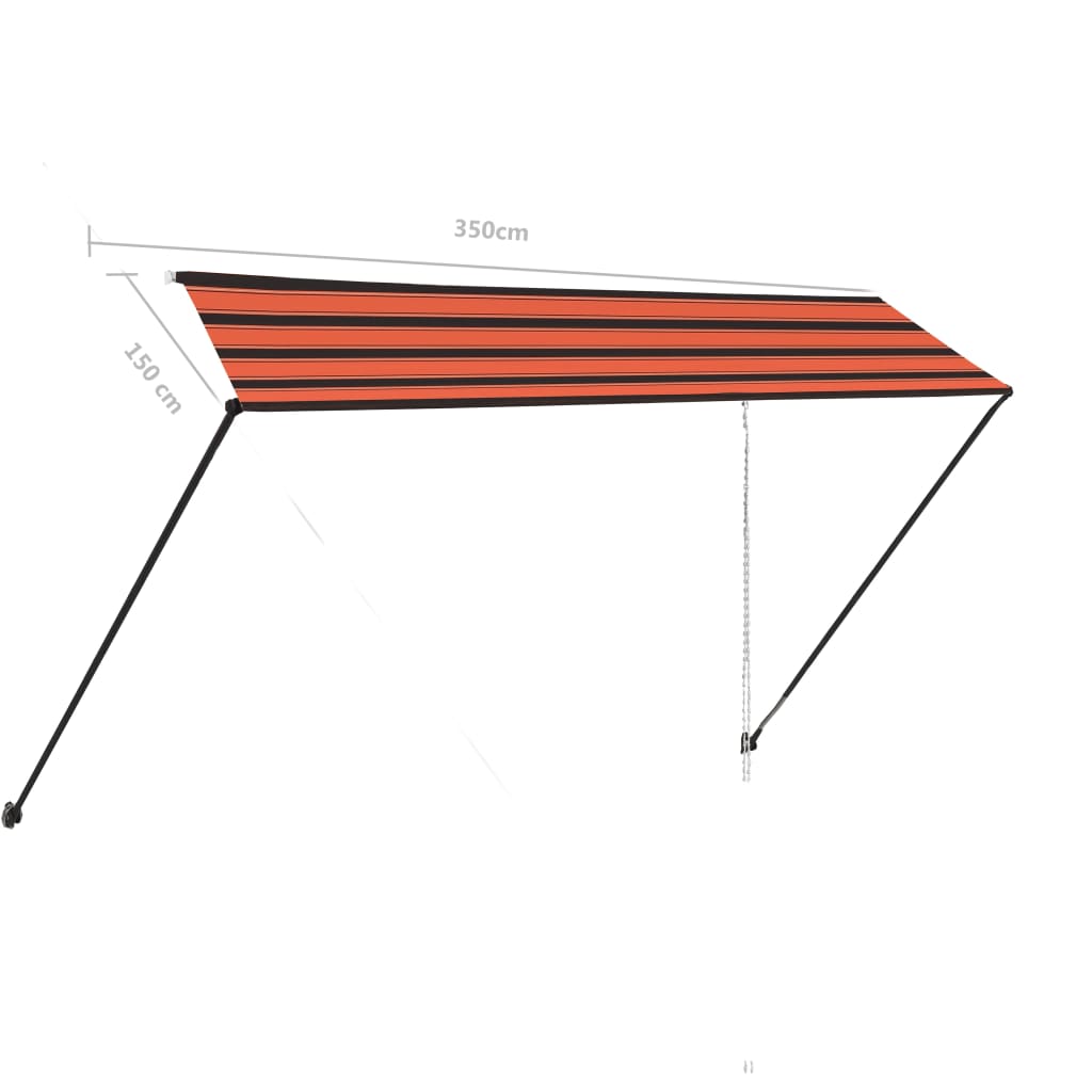 Sisäänkelattava markiisi LEDillä 350x150 cm oranssi ja ruskea - Sisustajankoti.fi