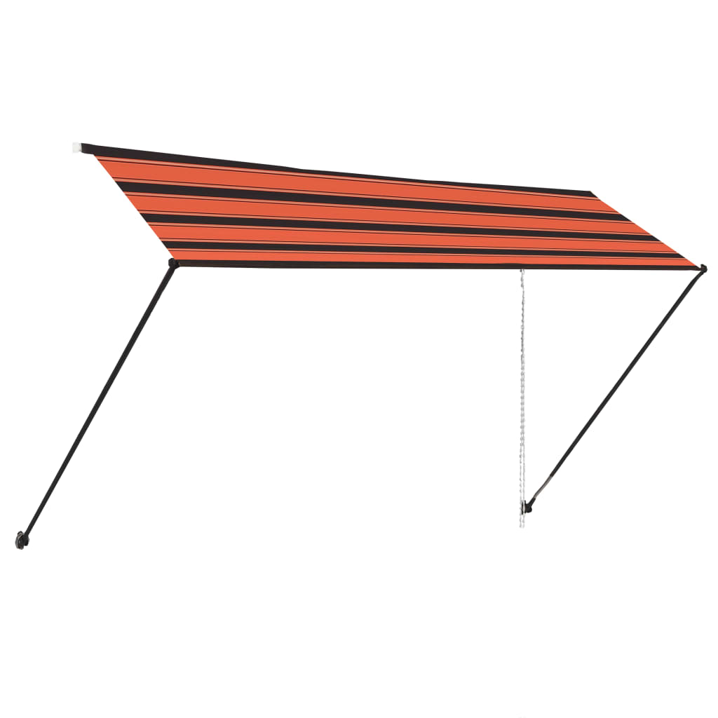 Sisäänkelattava markiisi LEDillä 400x150 cm oranssi ja ruskea - Sisustajankoti.fi